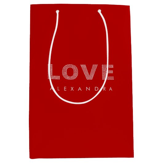 Valentine Modern Red Simple Elegante Typografie Mittlere Geschenktüte (Vorderseite)