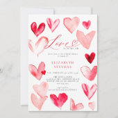 Valentine Modern Whimsical Hearts Brautparty Einladung (Vorderseite)