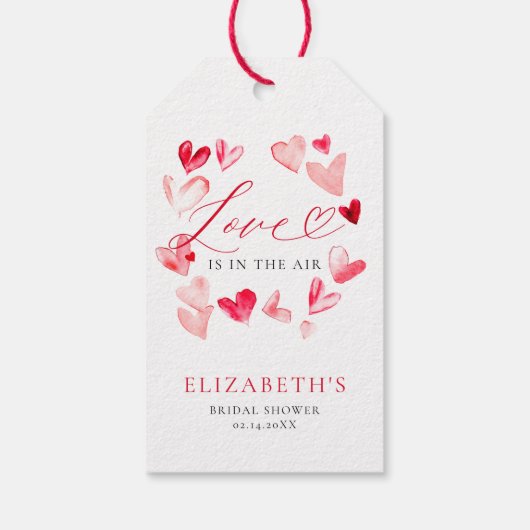 Valentine Modern Whimsical Hearts Bridal Shower Geschenkanhänger (Rückseite)