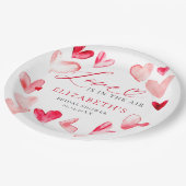 Valentine Modern Whimsical Hearts Bridal Shower Pappteller (Schrägansicht)