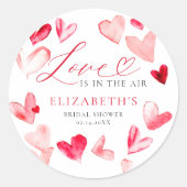 Valentine Modern Whimsical Hearts Bridal Shower Runder Aufkleber (Vorderseite)