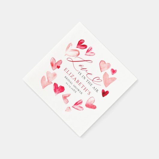 Valentine Modern Whimsical Hearts Bridal Shower Serviette (Ecke)