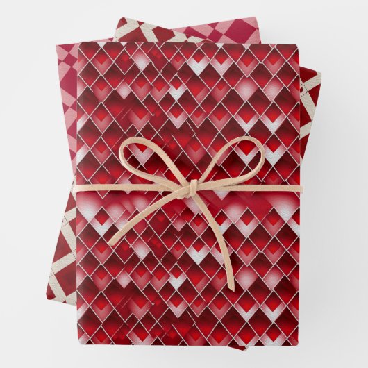 Valentine Moderne Raute Muster Set Nr. 2 Geschenkpapier Set (Beispiel)