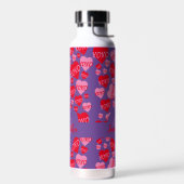 Valentine Monogram Rotes Herz XOXO Lila Trinkflasche (Links)