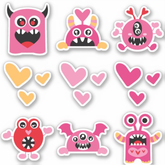 Valentine Monsters Aufkleber (Vorderseite)