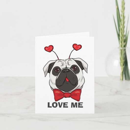 Valentine-Mops-Hundekarte Feiertagskarte (Vorderseite)