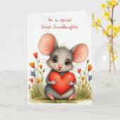 Valentine Mouse for Great Grandtochter Karte (Gelbe Blume)