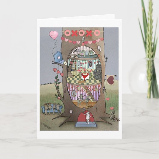 Valentine Mouse Tree Card Karte (Vorderseite)