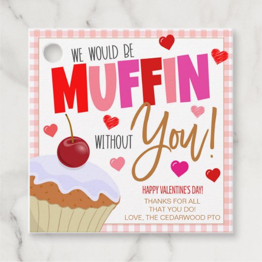 Valentine Muffin Gift Tags Geschenkanhänger (Vorderseite)