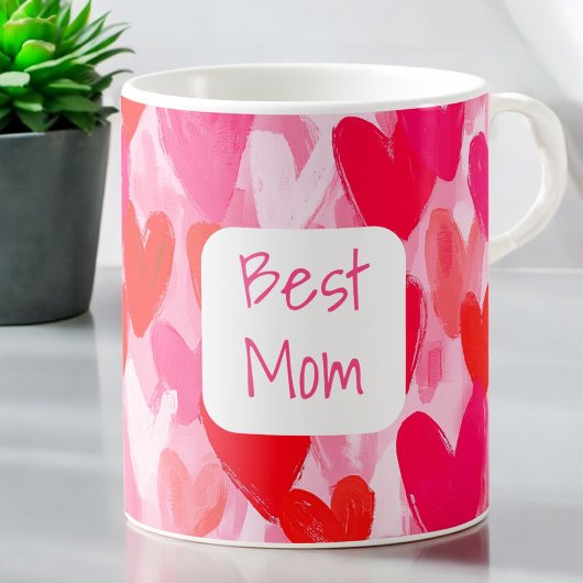 Valentine Multi Hearts Muster Pink Beste Mama Lieb Kaffeetasse