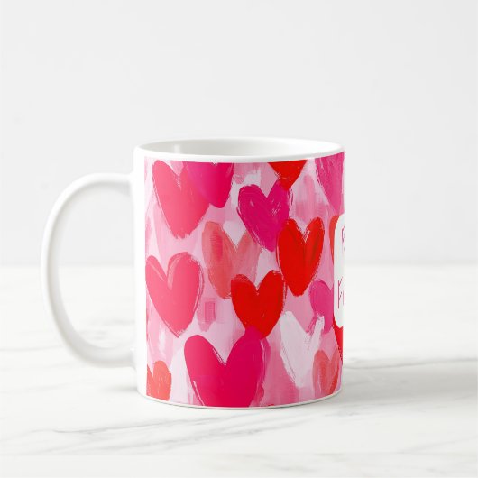 Valentine Multi Hearts Muster Pink Bester Freund Kaffeetasse (Links)