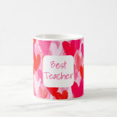 Valentine Multi Hearts Muster Pink Bester Lehrer Kaffeetasse (Mittel)