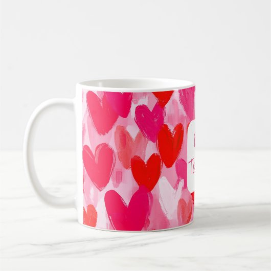 Valentine Multi Hearts Muster Pink Bester Lehrer Kaffeetasse (Links)