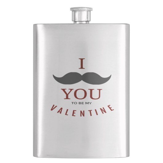 Valentine Mustache Geschenke Flachmann (Vorderseite)