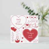 Valentine Muster Flachkarte - Rot auf Weiß (Stehend Vorderseite)