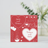 Valentine Muster Flachkarte - Weiß auf Rot (Stehend Vorderseite)