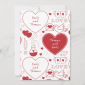 Valentine Muster Flat Greeting Card - Rot auf Weiß Karte (Vorderseite)