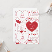 Valentine Muster Flat Greeting Card - Rot auf Weiß Karte (Vorderseite/Rückseite Beispiel)