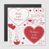 Valentine-Muster Magnetkarte - rot auf Weiß (Vorne/Hinten)