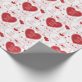 Valentine Muster Wrapping Paper - Red on White Geschenkpapier (Ecke)