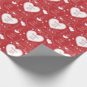 Valentine Muster Wrapping Paper - White on Red Geschenkpapier (Ecke)