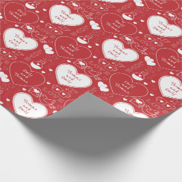 Valentine Muster Wrapping Paper - White on Red Geschenkpapier