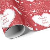 Valentine Muster Wrapping Paper - White on Red Geschenkpapier (Rolleneckpunkt)