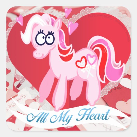 Valentine My Little Pony all my Heart Stickers (Vorderseite)
