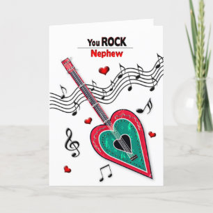 Valentine NephewHeart Guitar Music Feiertagskarte