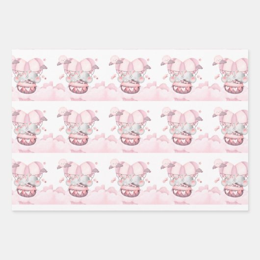 Valentine Niedlich Baby Elephants Geschenkpapier Set (Vorderseite 2)