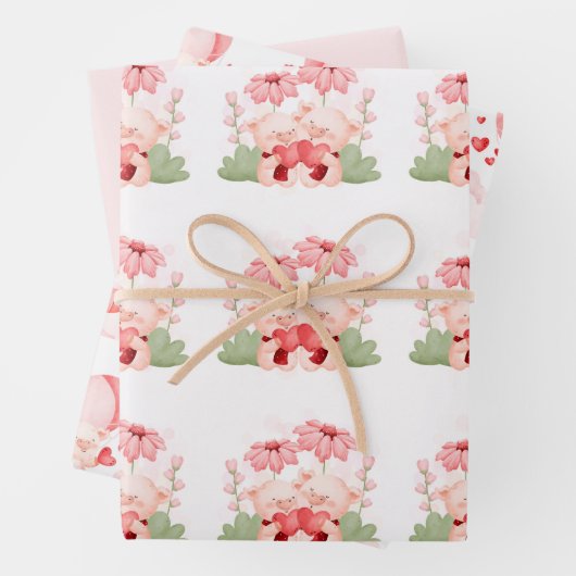 Valentine Niedlich Baby Piglets Geschenkpapier Set (Beispiel)