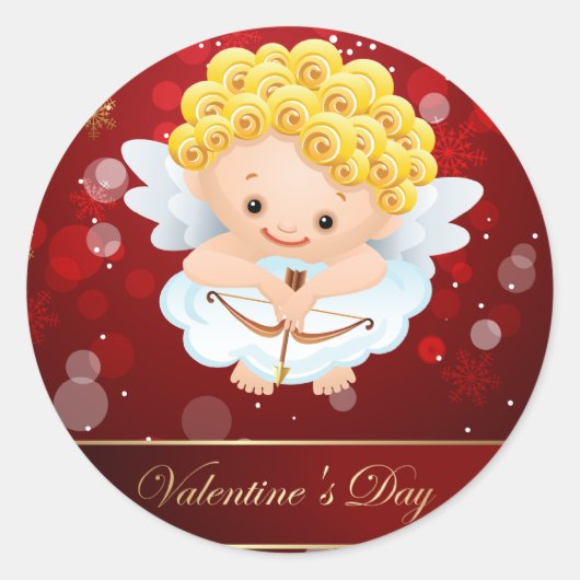 Valentine Niedlich Cupid Runder Aufkleber (Vorderseite)