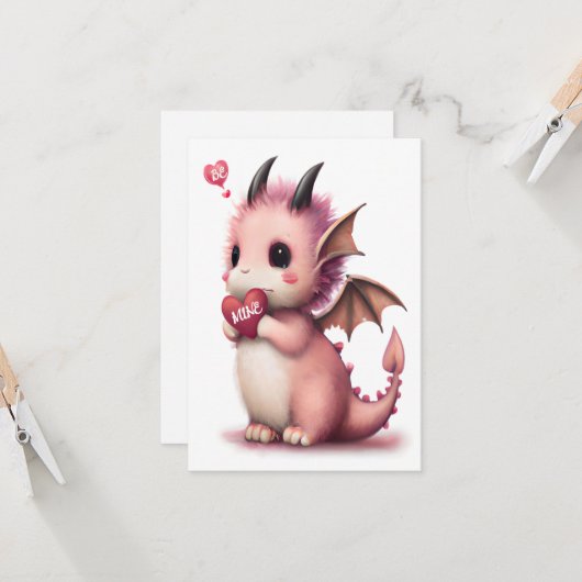 Valentine Niedlich Dragon Karte (Vorderseite/Rückseite Beispiel)