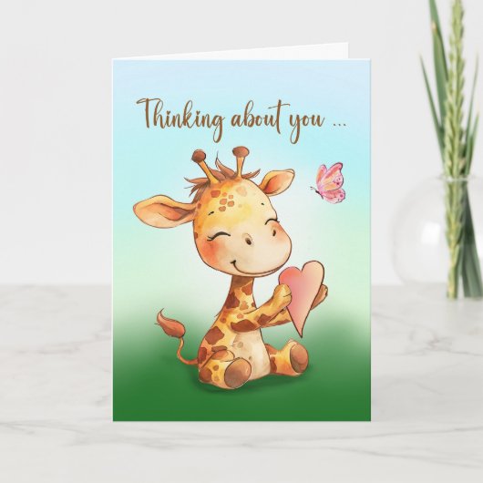 Valentine Niedlich Happy Giraffe Herz Sendende Lie Karte (Vorderseite)