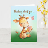 Valentine Niedlich Happy Giraffe Herz Sendende Lie Karte (Gelbe Blume)