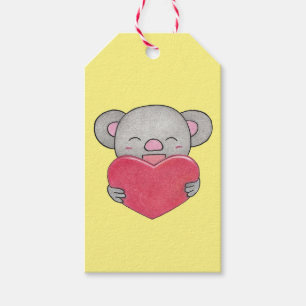 Valentine Niedlich Koala Cartoon Herzgeschenk Tag Geschenkanhänger