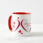 Valentine Niedlich Paper Hearts Personalisiert Tasse (Vorderseite Links)