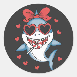 Valentine Niedlich Shark Lover Lollipop Runder Aufkleber