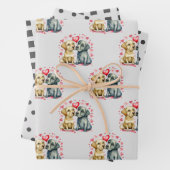 Valentine niedliche Hunde dotieren quadratisches M Geschenkpapier Set (Beispiel)