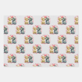 Valentine niedliche Hunde dotieren quadratisches M Geschenkpapier Set (Vorderseite)