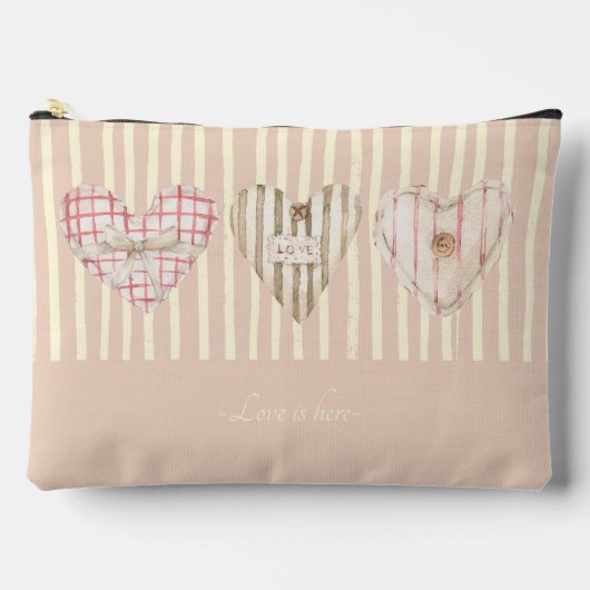 Valentine Niedliche personalisierte Herzen Retro r Zubehörtasche (Vorderseite)