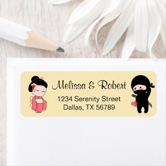 Valentine Ninja und Geisha auf Gelb (Insitu)