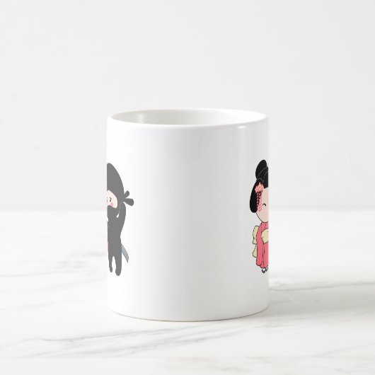 Valentine Ninja und Geisha Kaffeetasse (Mittel)