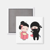 Valentine Ninja und Geisha Magnet (Vorderseite/Rückseite)