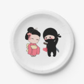 Valentine Ninja und Geisha Pappteller (Vorderseite)