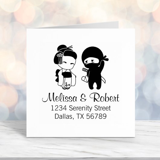 Valentine Ninja und Geisha Permastempel