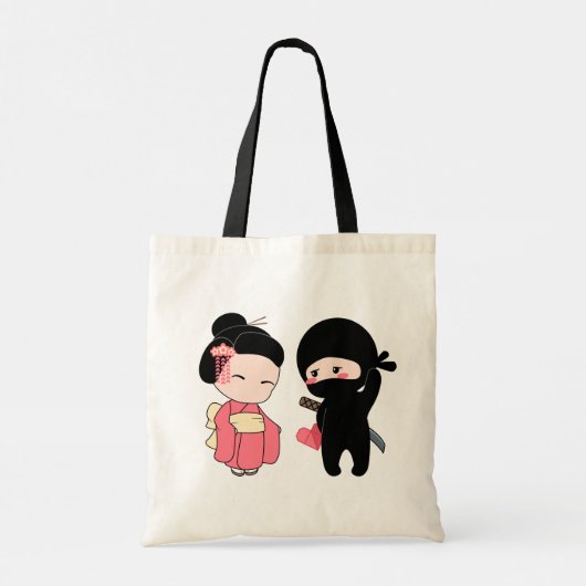 Valentine Ninja und Geisha Tragetasche (Rückseite)