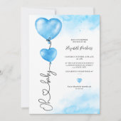 Valentine oh Baby Liebe Blue Herz Babydusche Einladung (Vorderseite)