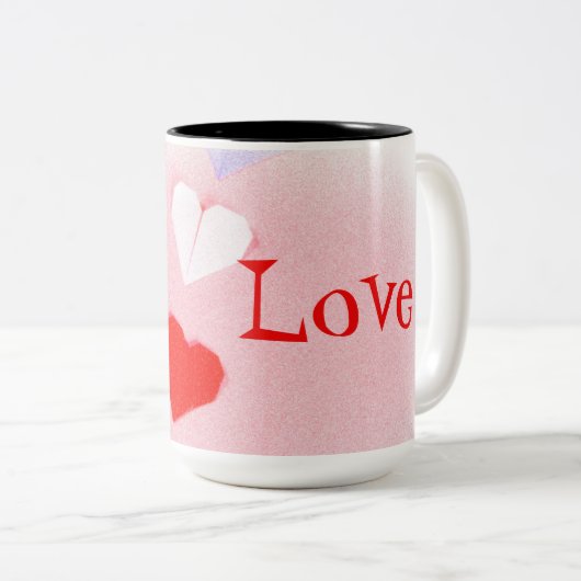 Valentine Origami Heart Cup Zweifarbige Tasse (VorderseiteRechts)