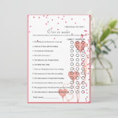 Valentine Over oder unter Brautparty-Spielkarte Ankündigung (Stehend Vorderseite)